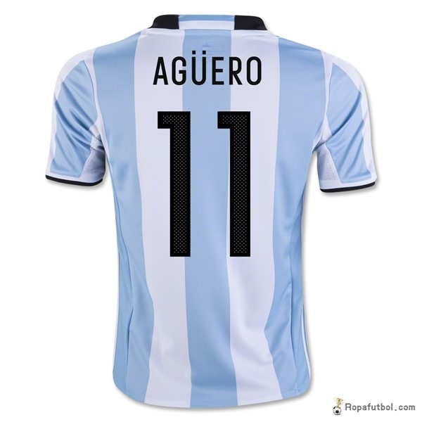 Camiseta Argentina Replica Primera Ropa Aguero 2016 Claro Azul